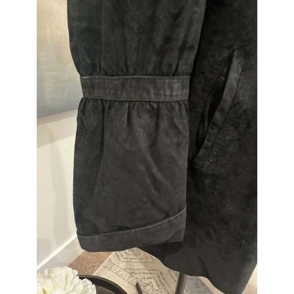 Prodi Women’s Winter Genuine Embossed Black Leather Coat Fox Fur Trim XXL - Picture 4 of 16